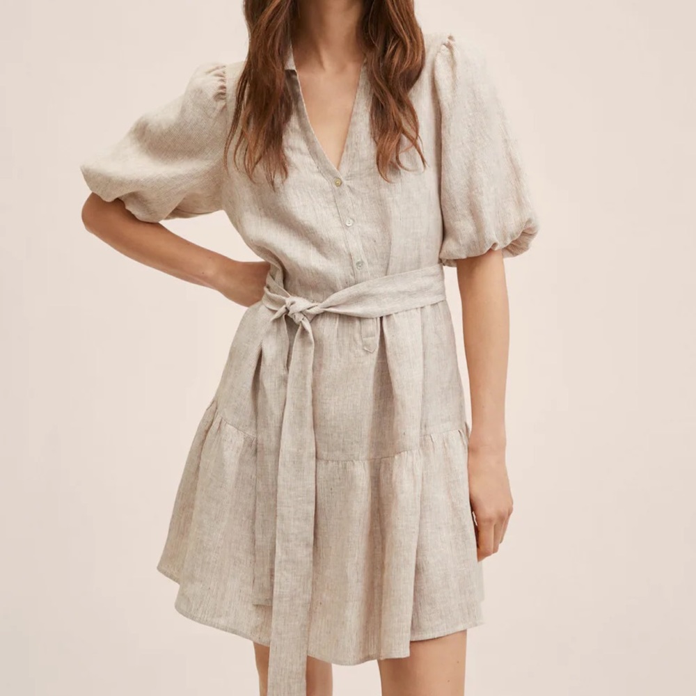 Mango 100% Linen Dress in M